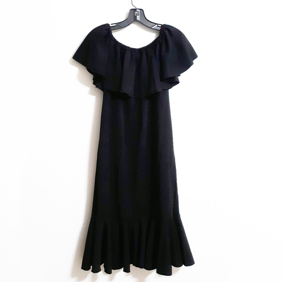 LuLaRoe Dresses & Skirts - Lularoe Cici dress black sz M ruffle shoulder